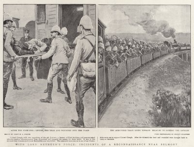 Met de troepen van Lord Methuen, incidenten van een verkenning nabij Belmont door Percy F.S. Spence